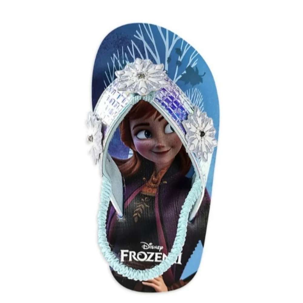 Disney Frozen 2 Shimmer Beach Flip Flop Sandal Girl Thong Size 9-10